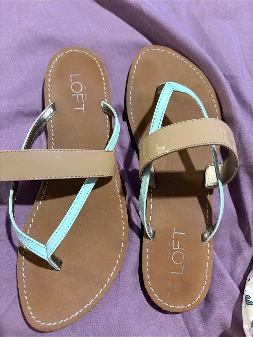 LOFT Tan and Mint Strap Women’s Sandals